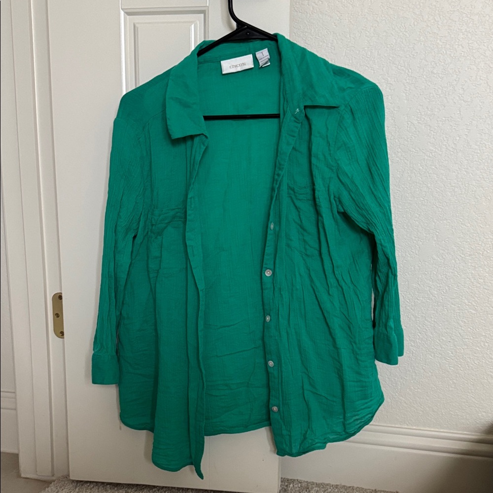 Chico's Teal Long Sleeve Shirt
